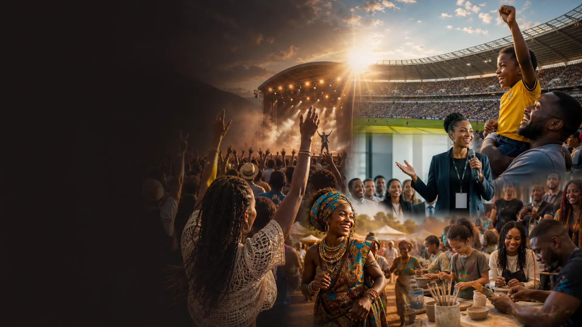 Crowd enjoying a live African event
